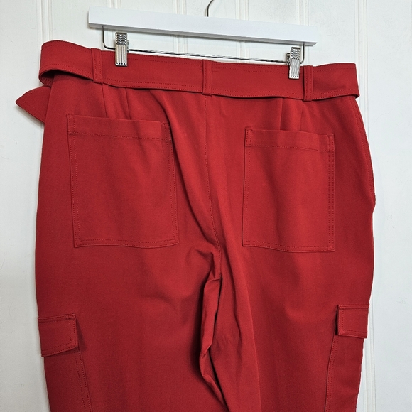Banana Republic Cargo Pants Womens Size 16 Red High-Rise Belted - Picture 9 of 15